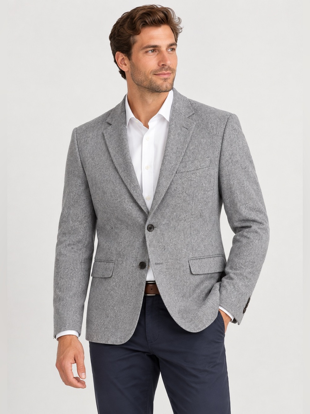 Frank & Oak NEW Gray Wool Blend 2-Button Blazer Size 40 Tailored Fit
